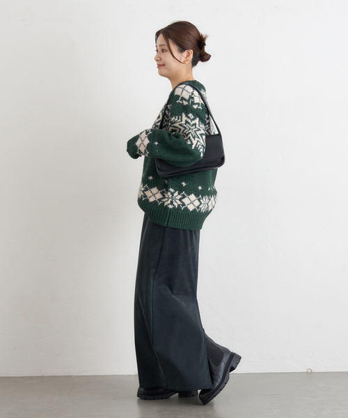 JOURNAL STANDARD（ジャーナルスタンダード）の「ノルディックニット（ニット/セーター・レディース・ブラック/グリーン・FREE）」の11枚目の写真