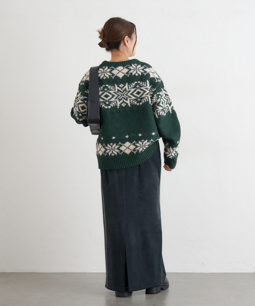 JOURNAL STANDARD（ジャーナルスタンダード）の「ノルディックニット（ニット/セーター・レディース・ブラック/グリーン・FREE）」の12枚目の写真