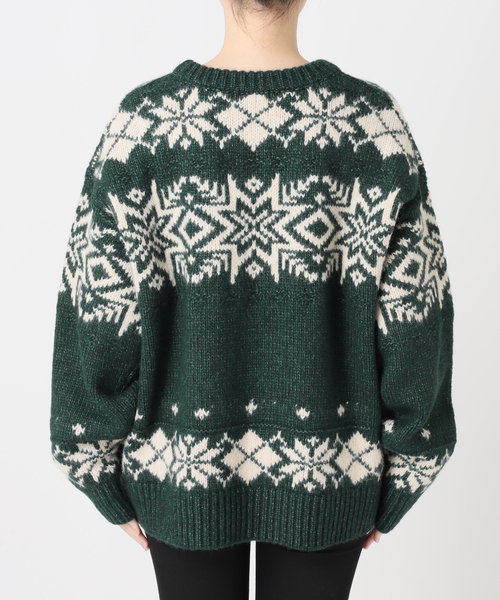JOURNAL STANDARD（ジャーナルスタンダード）の「ノルディックニット（ニット/セーター・レディース・ブラック/グリーン・FREE）」の18枚目の写真