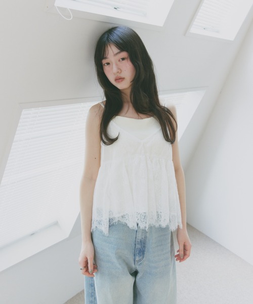 Freesia by andme(フリージアバイアンドミー)の「バックリボンレースキャミソールビスチェ(キャミソール・レディース・ブラック/オフホワイト・FREE)」の5枚目の写真