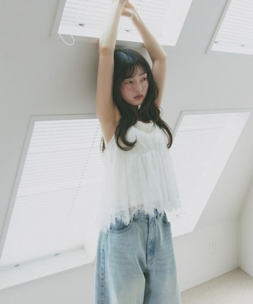Freesia by andme(フリージアバイアンドミー)の「バックリボンレースキャミソールビスチェ(キャミソール・レディース・ブラック/オフホワイト・FREE)」の12枚目の写真