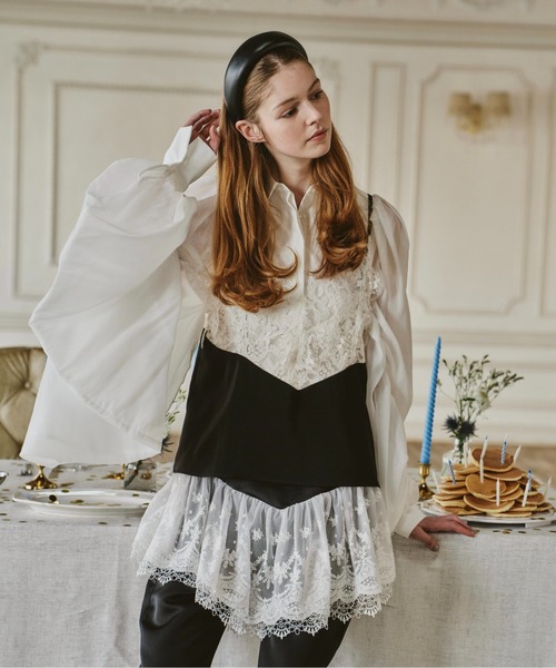 LA BELLE ETUDE（ラベルエチュード）の「WING SLEEVE BLⅡ（シャツ/ブラウス・レディース・ブラック/ホワイト・FREE）」の15枚目の写真