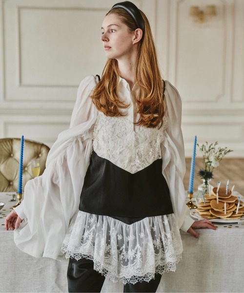 LA BELLE ETUDE（ラベルエチュード）の「WING SLEEVE BLⅡ（シャツ/ブラウス・レディース・ブラック/ホワイト・FREE）」の19枚目の写真