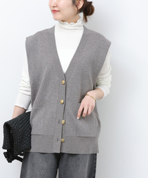 JOURNAL STANDARD L'ESSAGE キンボタンニットベスト 紺 journal standard L'essage（ジャーナルスタンダード レサージュ