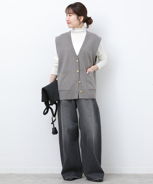 JOURNAL STANDARD relume（ジャーナルスタンダード　レリューム）の「コットンカシミヤミックスダブルニットベスト（ベスト・レディース・ライトグレー/ネイビー・FREE）」の10枚目の写真