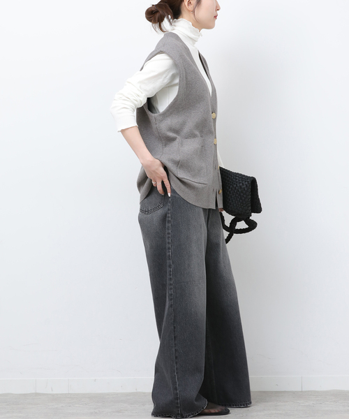 JOURNAL STANDARD relume（ジャーナルスタンダード　レリューム）の「コットンカシミヤミックスダブルニットベスト（ベスト・レディース・ライトグレー/ネイビー・FREE）」の12枚目の写真