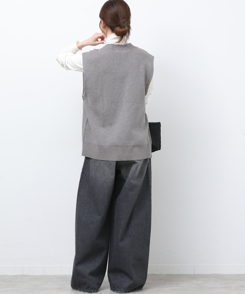 JOURNAL STANDARD relume（ジャーナルスタンダード　レリューム）の「コットンカシミヤミックスダブルニットベスト（ベスト・レディース・ライトグレー/ネイビー・FREE）」の13枚目の写真