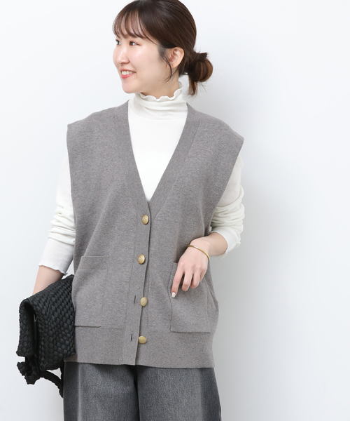 JOURNAL STANDARD relume（ジャーナルスタンダード　レリューム）の「コットンカシミヤミックスダブルニットベスト（ベスト・レディース・ライトグレー/ネイビー・FREE）」の14枚目の写真