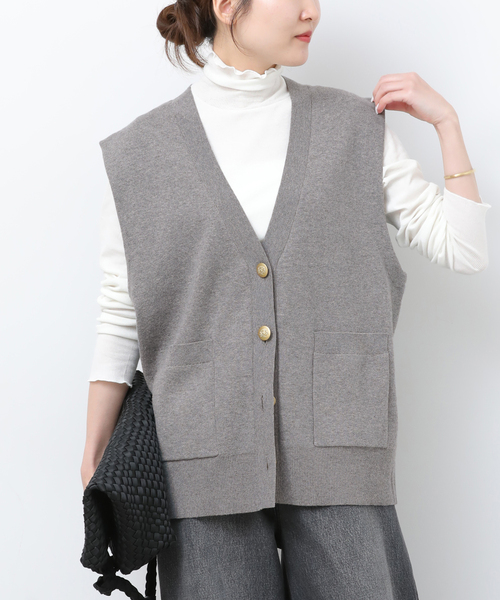 JOURNAL STANDARD relume（ジャーナルスタンダード　レリューム）の「コットンカシミヤミックスダブルニットベスト（ベスト・レディース・ライトグレー/ネイビー・FREE）」の15枚目の写真