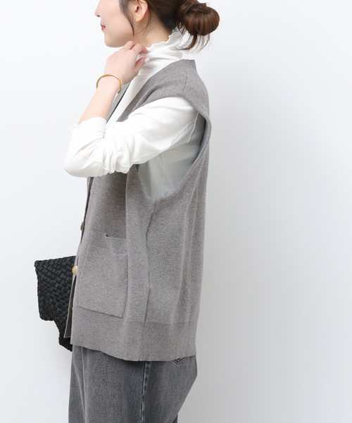 JOURNAL STANDARD relume（ジャーナルスタンダード　レリューム）の「コットンカシミヤミックスダブルニットベスト（ベスト・レディース・ライトグレー/ネイビー・FREE）」の17枚目の写真