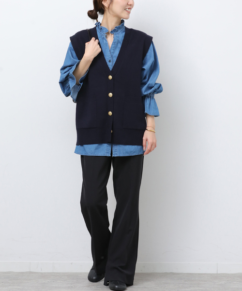 JOURNAL STANDARD relume（ジャーナルスタンダード　レリューム）の「コットンカシミヤミックスダブルニットベスト（ベスト・レディース・ライトグレー/ネイビー・FREE）」の19枚目の写真