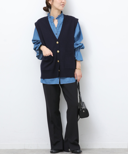 JOURNAL STANDARD relume（ジャーナルスタンダード　レリューム）の「コットンカシミヤミックスダブルニットベスト（ベスト・レディース・ライトグレー/ネイビー・FREE）」の20枚目の写真