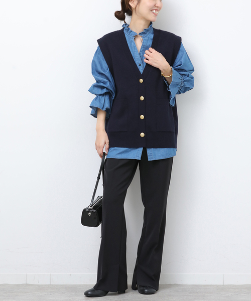 JOURNAL STANDARD relume（ジャーナルスタンダード　レリューム）の「コットンカシミヤミックスダブルニットベスト（ベスト・レディース・ライトグレー/ネイビー・FREE）」の21枚目の写真