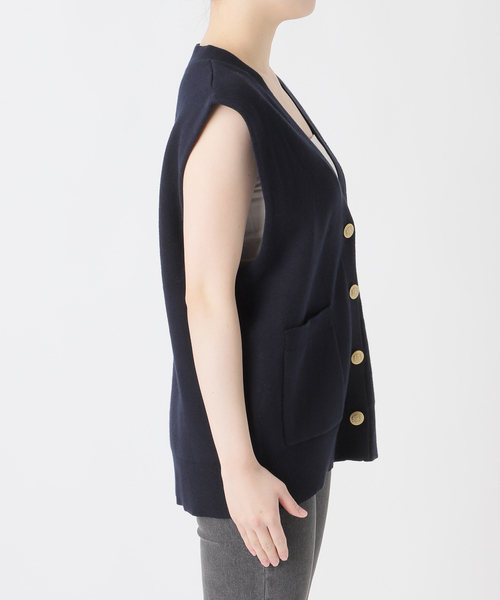 JOURNAL STANDARD relume（ジャーナルスタンダード　レリューム）の「コットンカシミヤミックスダブルニットベスト（ベスト・レディース・ライトグレー/ネイビー・FREE）」の3枚目の写真