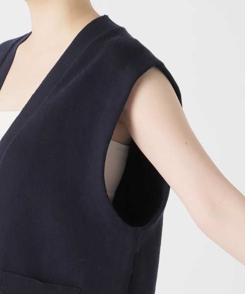 JOURNAL STANDARD relume（ジャーナルスタンダード　レリューム）の「コットンカシミヤミックスダブルニットベスト（ベスト・レディース・ライトグレー/ネイビー・FREE）」の4枚目の写真