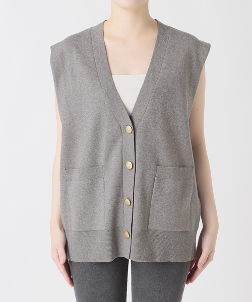 JOURNAL STANDARD relume（ジャーナルスタンダード　レリューム）の「コットンカシミヤミックスダブルニットベスト（ベスト・レディース・ライトグレー/ネイビー・FREE）」の9枚目の写真