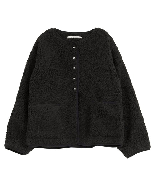 KOBE LETTUCE(コウベレタス)の「パイピングボアジャケットコート(ノーカラーコート・レディース・ブラック/アイボリー/ブラウン・M)」の12枚目の写真