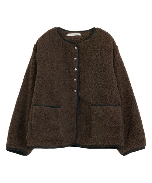 KOBE LETTUCE(コウベレタス)の「パイピングボアジャケットコート(ノーカラーコート・レディース・ブラック/アイボリー/ブラウン・M)」の13枚目の写真