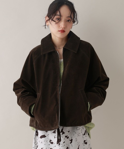 RAGEBLUE(レイジブルー)の「スウェードショートブルゾン(ブルゾン・レディース・ブラウン/ブラック・FREE)」の2枚目の写真
