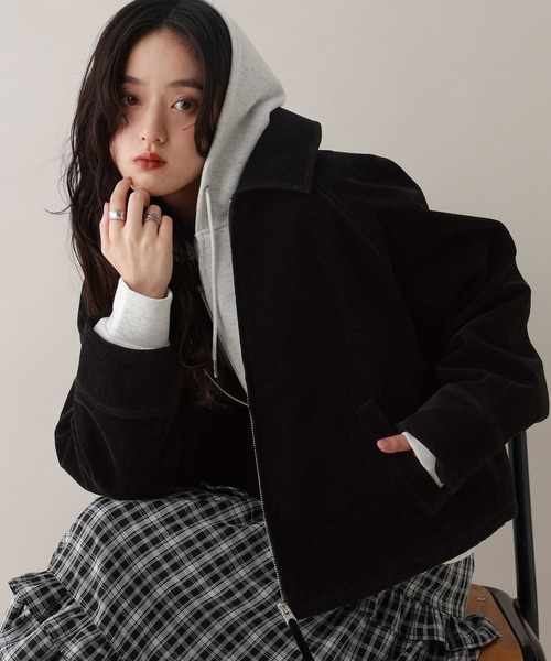 RAGEBLUE(レイジブルー)の「スウェードショートブルゾン(ブルゾン・レディース・ブラウン/ブラック・FREE)」の12枚目の写真