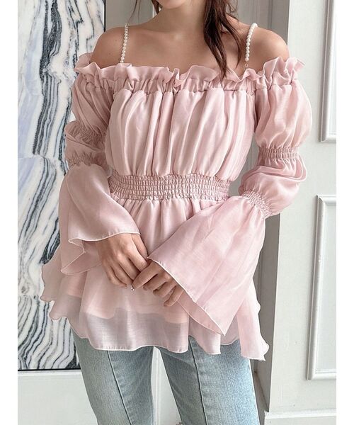 RESEXXY（リゼクシー）の「ボリュームギャザーオフショルブラウス（シャツ/ブラウス・レディース・ホワイト/ピンク/ブラック・FREE）」の3枚目の写真