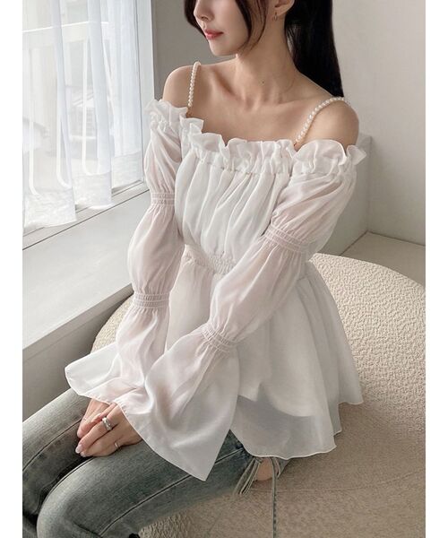 RESEXXY（リゼクシー）の「ボリュームギャザーオフショルブラウス（シャツ/ブラウス・レディース・ホワイト/ピンク/ブラック・FREE）」の13枚目の写真
