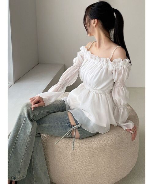 RESEXXY（リゼクシー）の「ボリュームギャザーオフショルブラウス（シャツ/ブラウス・レディース・ホワイト/ピンク/ブラック・FREE）」の14枚目の写真
