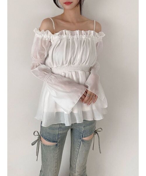 RESEXXY（リゼクシー）の「ボリュームギャザーオフショルブラウス（シャツ/ブラウス・レディース・ホワイト/ピンク/ブラック・FREE）」の15枚目の写真