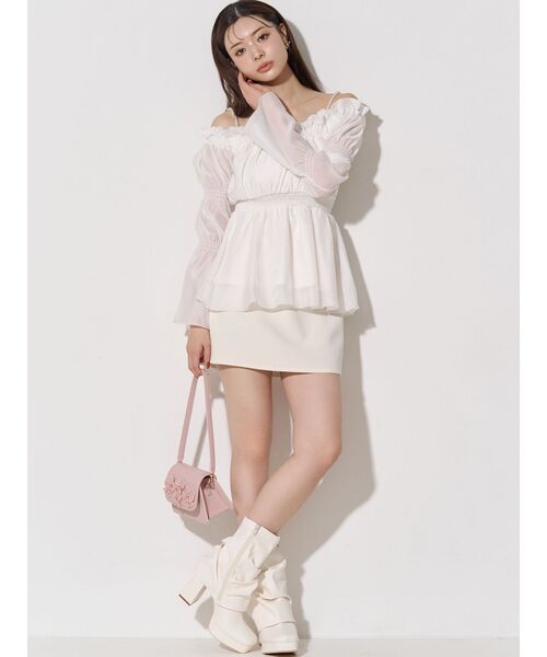 RESEXXY（リゼクシー）の「ボリュームギャザーオフショルブラウス（シャツ/ブラウス・レディース・ホワイト/ピンク/ブラック・FREE）」の14枚目の写真