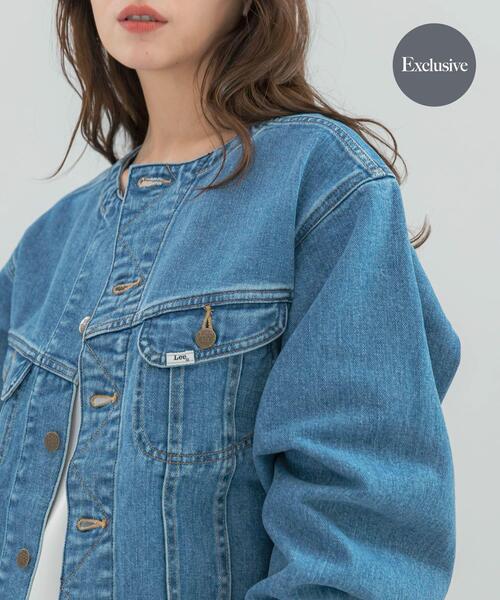 URBAN RESEARCH ROSSO WOMEN(アーバンリサーチ ロッソ)の「『別注』Lee101×ROSSO NOCOLLAR JACKET(デニムジャケット・レディース・インディゴブルー/ワンウォッシュ・FREE)」の2枚目の写真