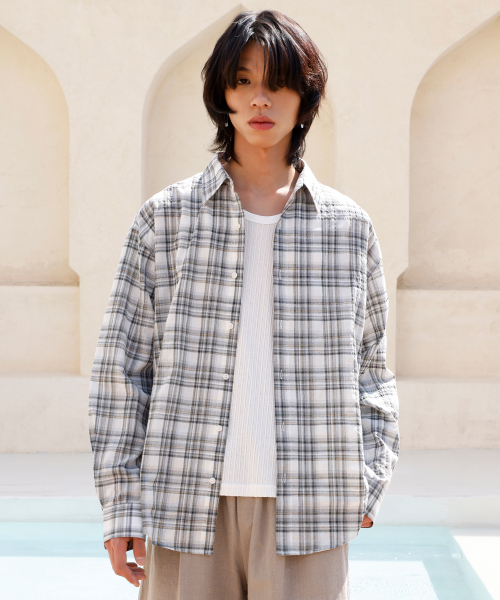 SIGNATURE（シグネチャ）の「オーシャンブリーズチェックシャツ[ホワイト]（シャツ/ブラウス・レディース・その他・M/L）」の2枚目の写真