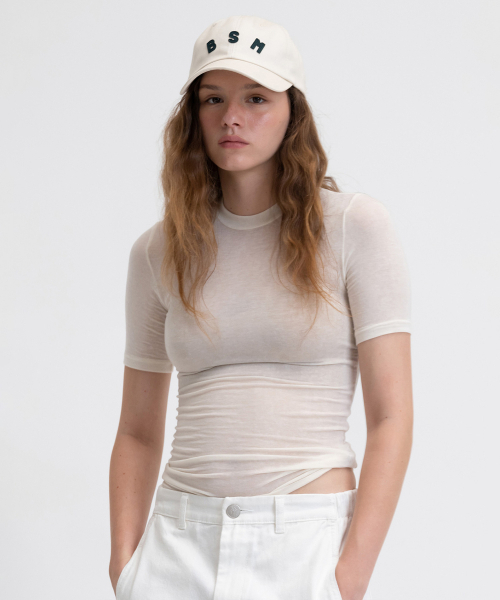 BENSIMON（ベンシモン）の「TENCEL WOOL HALF SLEEVE - IVORY（Tシャツ/カットソー・レディース・アイボリー・FREE）」の2枚目の写真