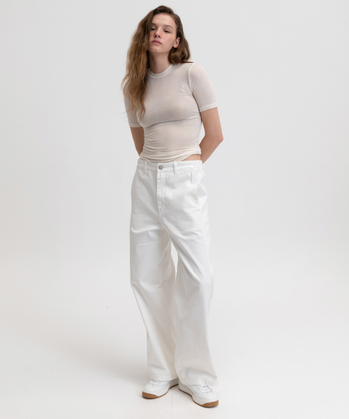BENSIMON（ベンシモン）の「TENCEL WOOL HALF SLEEVE - IVORY（Tシャツ/カットソー・レディース・アイボリー・FREE）」の4枚目の写真