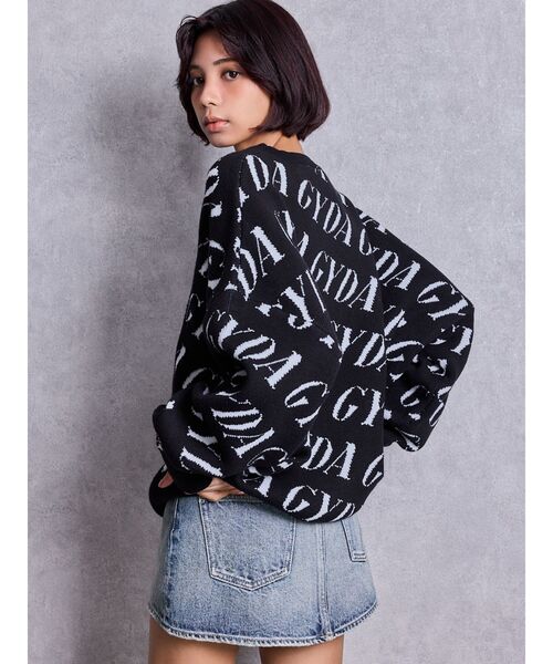 GYDA（ジェイダ）の「GYDA SLANT PATTERNニットトップス（ニット/セーター・レディース・グレー/オフホワイト/ブラック・FREE）」の6枚目の写真