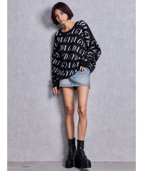 GYDA（ジェイダ）の「GYDA SLANT PATTERNニットトップス（ニット/セーター・レディース・グレー/オフホワイト/ブラック・FREE）」の7枚目の写真