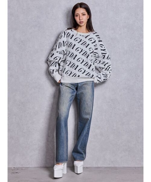 GYDA（ジェイダ）の「GYDA SLANT PATTERNニットトップス（ニット/セーター・レディース・グレー/オフホワイト/ブラック・FREE）」の11枚目の写真