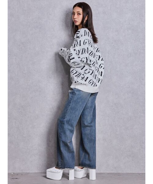 GYDA（ジェイダ）の「GYDA SLANT PATTERNニットトップス（ニット/セーター・レディース・グレー/オフホワイト/ブラック・FREE）」の12枚目の写真