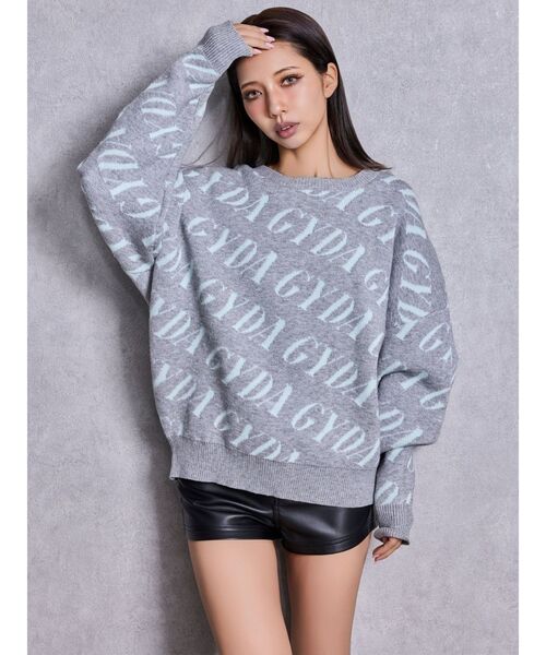 GYDA（ジェイダ）の「GYDA SLANT PATTERNニットトップス（ニット/セーター・レディース・グレー/オフホワイト/ブラック・FREE）」の13枚目の写真