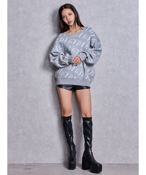 GYDA（ジェイダ）の「GYDA SLANT PATTERNニットトップス（ニット/セーター・レディース・グレー/オフホワイト/ブラック・FREE）」の15枚目の写真