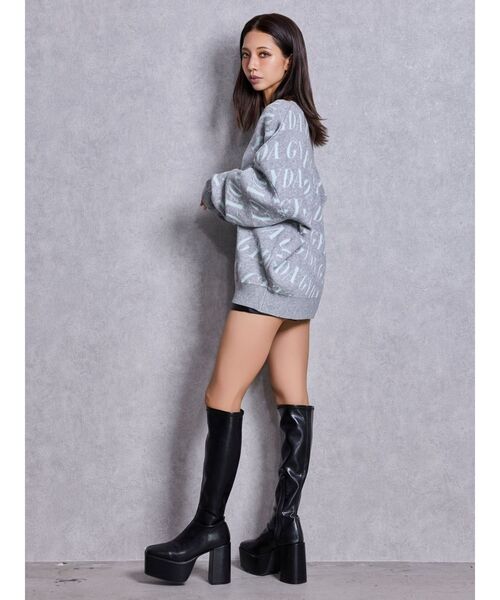 GYDA（ジェイダ）の「GYDA SLANT PATTERNニットトップス（ニット/セーター・レディース・グレー/オフホワイト/ブラック・FREE）」の16枚目の写真