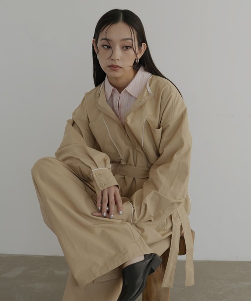 hellam（へラム）の「パイピングジャンプスーツ（サロペット/オーバーオール・レディース・アイボリー/ブラック/ベージュ/ブラウン・FREE）」の6枚目の写真