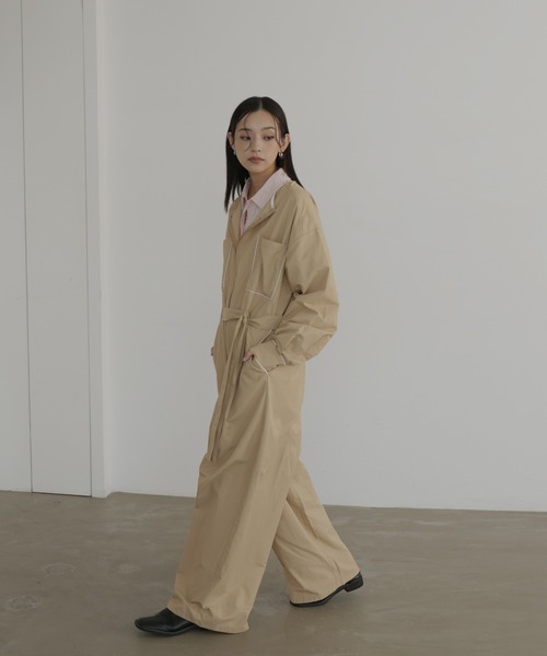 hellam（へラム）の「パイピングジャンプスーツ（サロペット/オーバーオール・レディース・アイボリー/ブラック/ベージュ/ブラウン・FREE）」の7枚目の写真