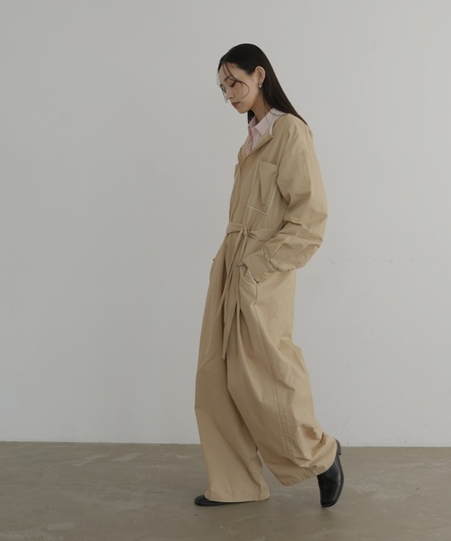 hellam（へラム）の「パイピングジャンプスーツ（サロペット/オーバーオール・レディース・アイボリー/ブラック/ベージュ/ブラウン・FREE）」の9枚目の写真