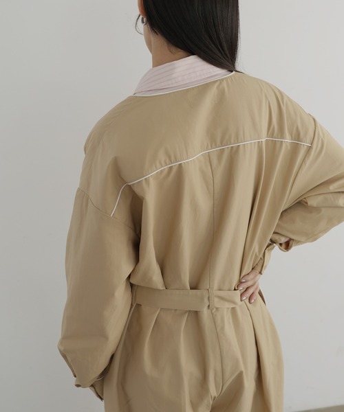 hellam（へラム）の「パイピングジャンプスーツ（サロペット/オーバーオール・レディース・アイボリー/ブラック/ベージュ/ブラウン・FREE）」の10枚目の写真