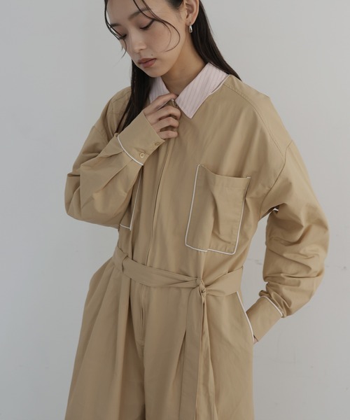 hellam（へラム）の「パイピングジャンプスーツ（サロペット/オーバーオール・レディース・アイボリー/ブラック/ベージュ/ブラウン・FREE）」の12枚目の写真