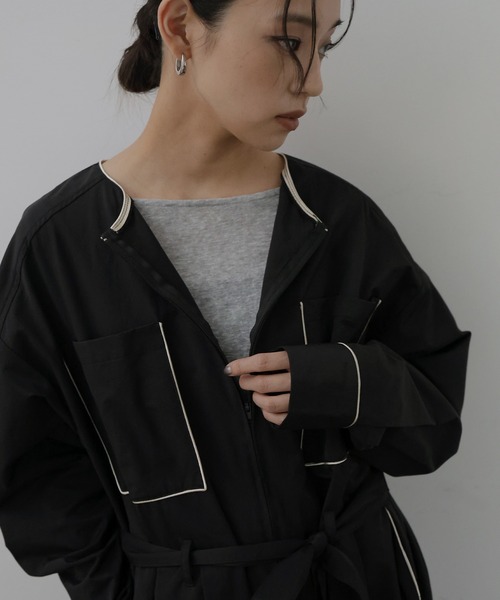 hellam（へラム）の「パイピングジャンプスーツ（サロペット/オーバーオール・レディース・アイボリー/ブラック/ベージュ/ブラウン・FREE）」の15枚目の写真