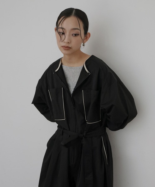 hellam（へラム）の「パイピングジャンプスーツ（サロペット/オーバーオール・レディース・アイボリー/ブラック/ベージュ/ブラウン・FREE）」の16枚目の写真