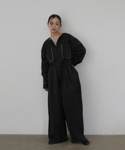 hellam（へラム）の「パイピングジャンプスーツ（サロペット/オーバーオール・レディース・アイボリー/ブラック/ベージュ/ブラウン・FREE）」の18枚目の写真