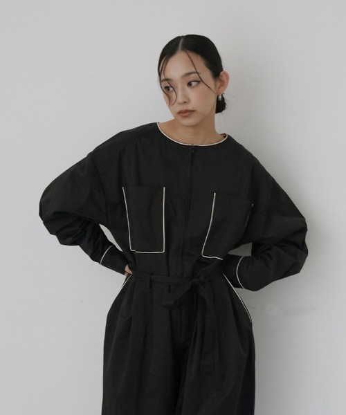 hellam（へラム）の「パイピングジャンプスーツ（サロペット/オーバーオール・レディース・アイボリー/ブラック/ベージュ/ブラウン・FREE）」の21枚目の写真