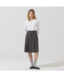 ADAUL（アダウル）の「スレンバックボタンプリーツミディスカート - チャコール（スカート）」